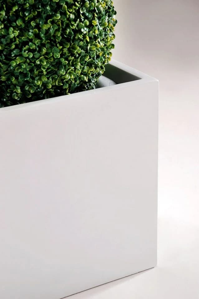 VIVANNO Pflanzkübel Fiberglas BLOCK Würfel Weiß Matt - Bild 3