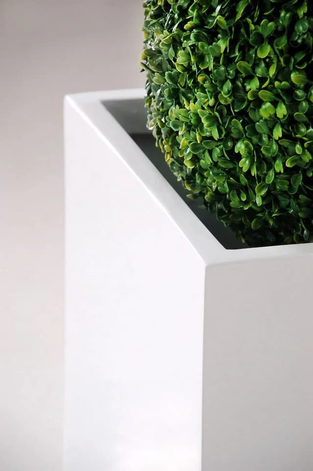 VIVANNO Pflanzkübel Fiberglas BLOCK Würfel Weiß Matt - Bild 4