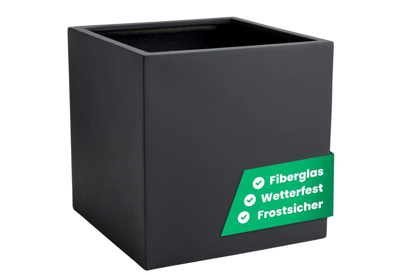 VIVANNO Pflanzkübel Fiberglas BLOCK Würfel Anthrazit Matt - Bild 2