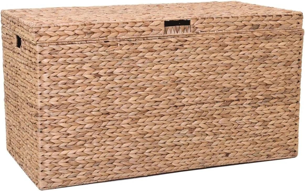 VIVANNO Wäschetruhe Wasserhyazinthe BIG Rechteckig Natur Geflochten 90x45x50 cm - Bild 2