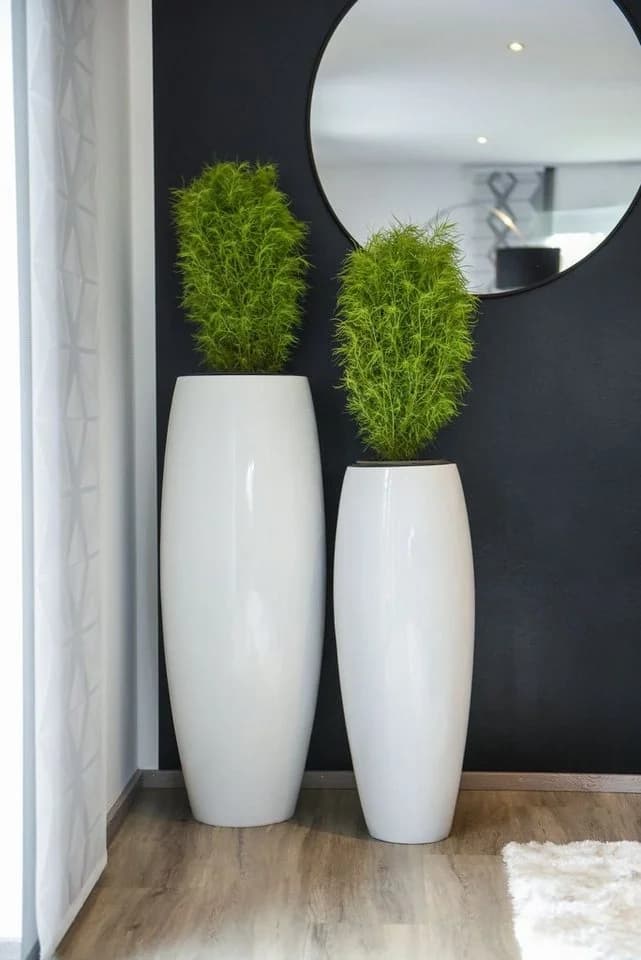 VIVANNO Bodenvase MAGNUM Rund Weiß Hochglanz Fiberglas - Bild 5