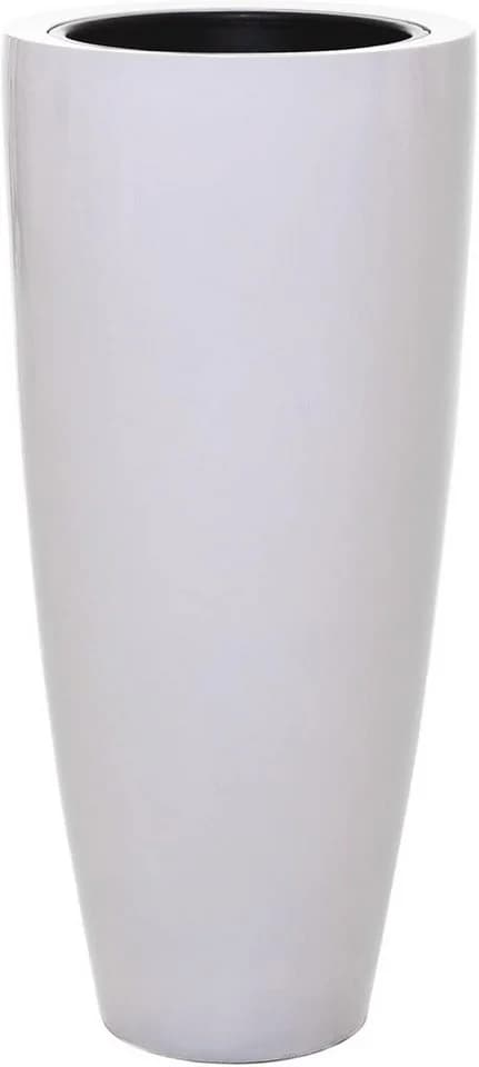 VIVANNO Pflanzkübel CITY Rund Hochglanzweiß Fiberglas - Bild 2