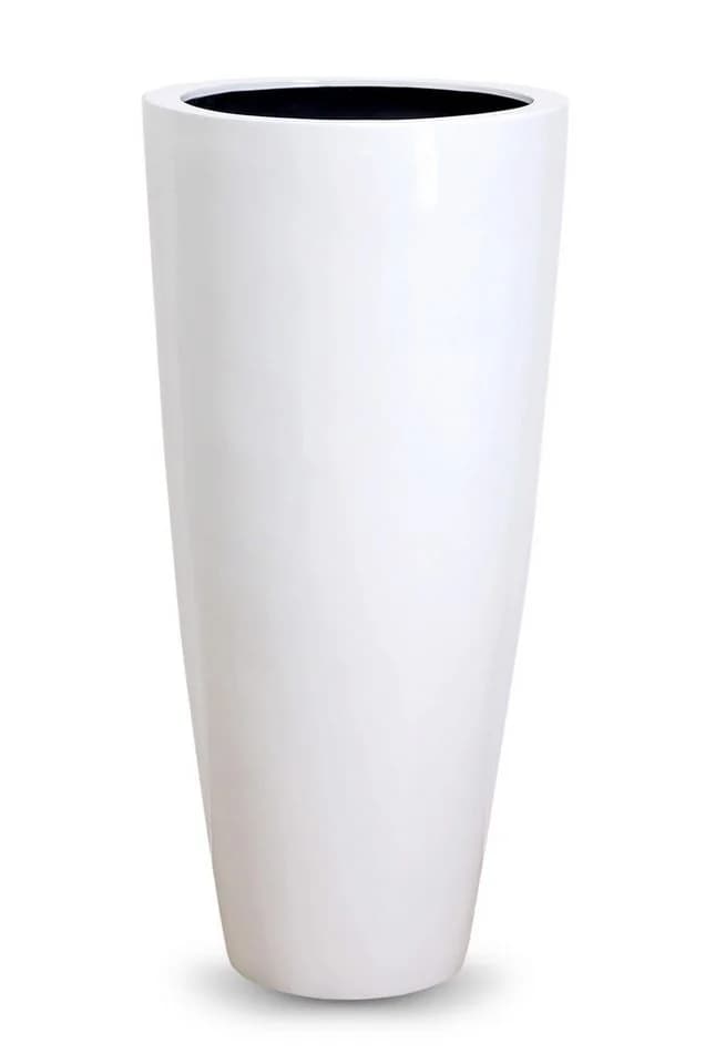 VIVANNO Pflanzkübel CITY Rund Hochglanzweiß Fiberglas - Bild 4