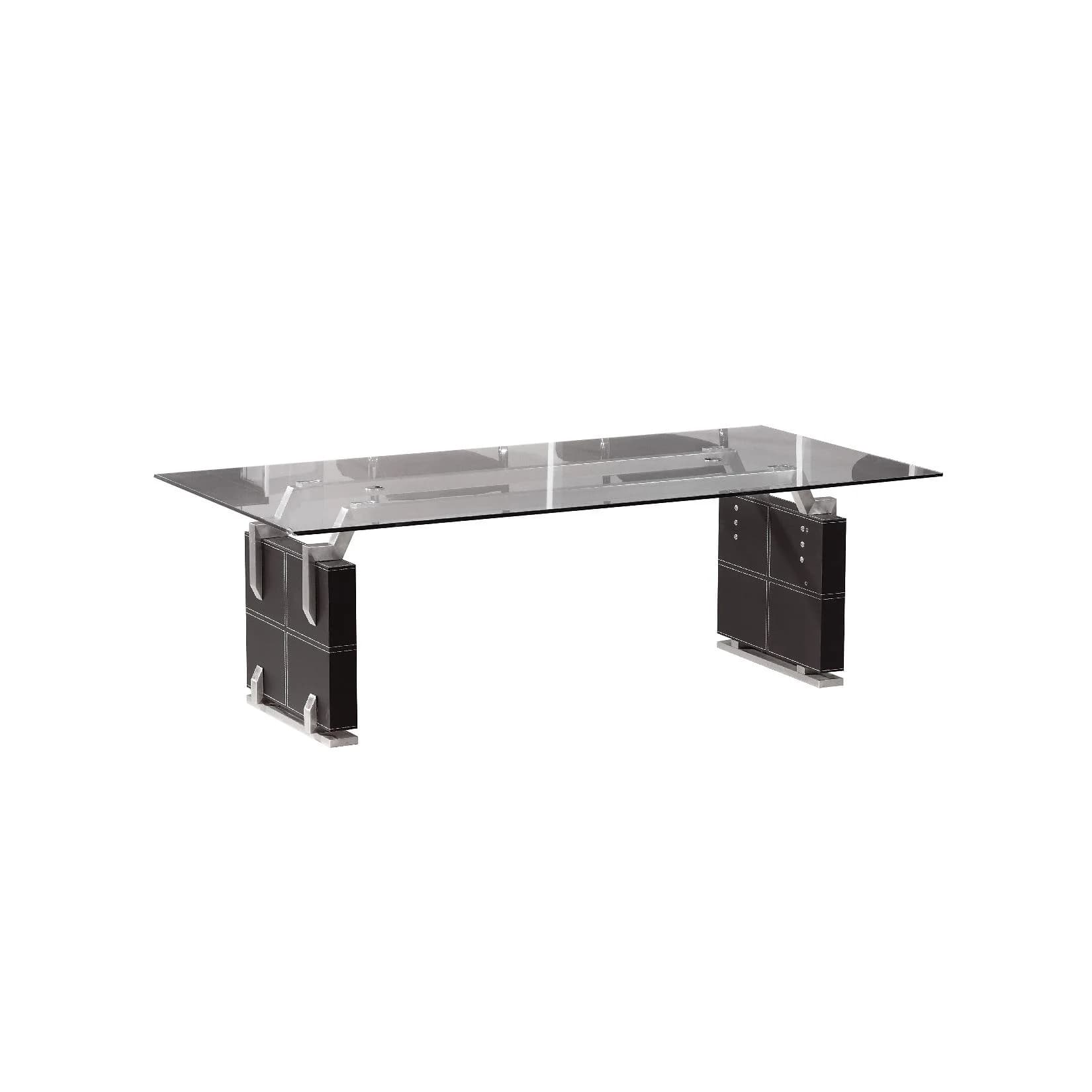 Jet-Line Besprechungstisch Verona Schwarz Glas Lederoptik
