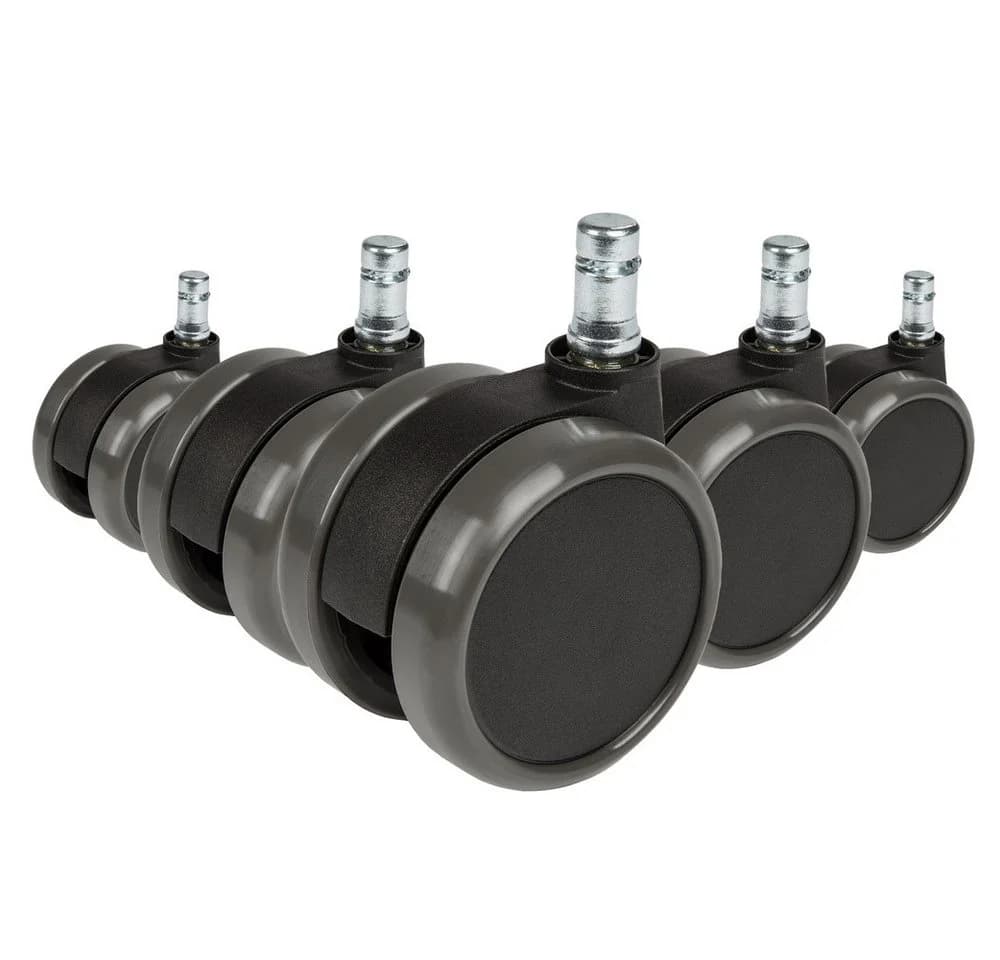 hjh OFFICE Stuhlrollen 5er Pack Hartboden 11mm/65mm Metall Kunststoff Schwarz - Bild 2