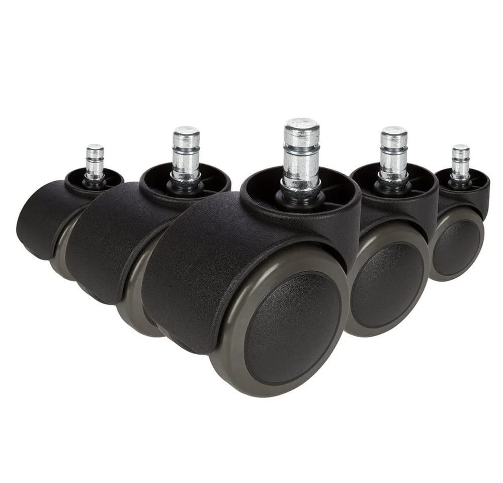 hjh OFFICE Stuhlrollen 5er Pack Hartboden 11mm 50mm Metall Kunststoff - Bild 2