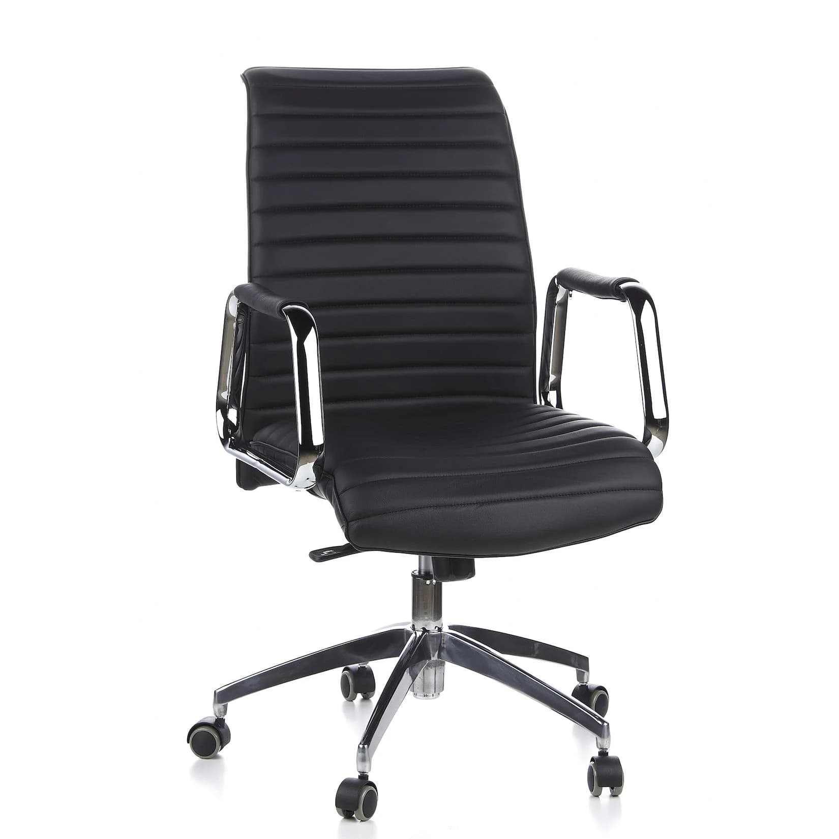 hjh OFFICE Chefsessel ASPERA 10 Leder Schwarz mit Armlehnen