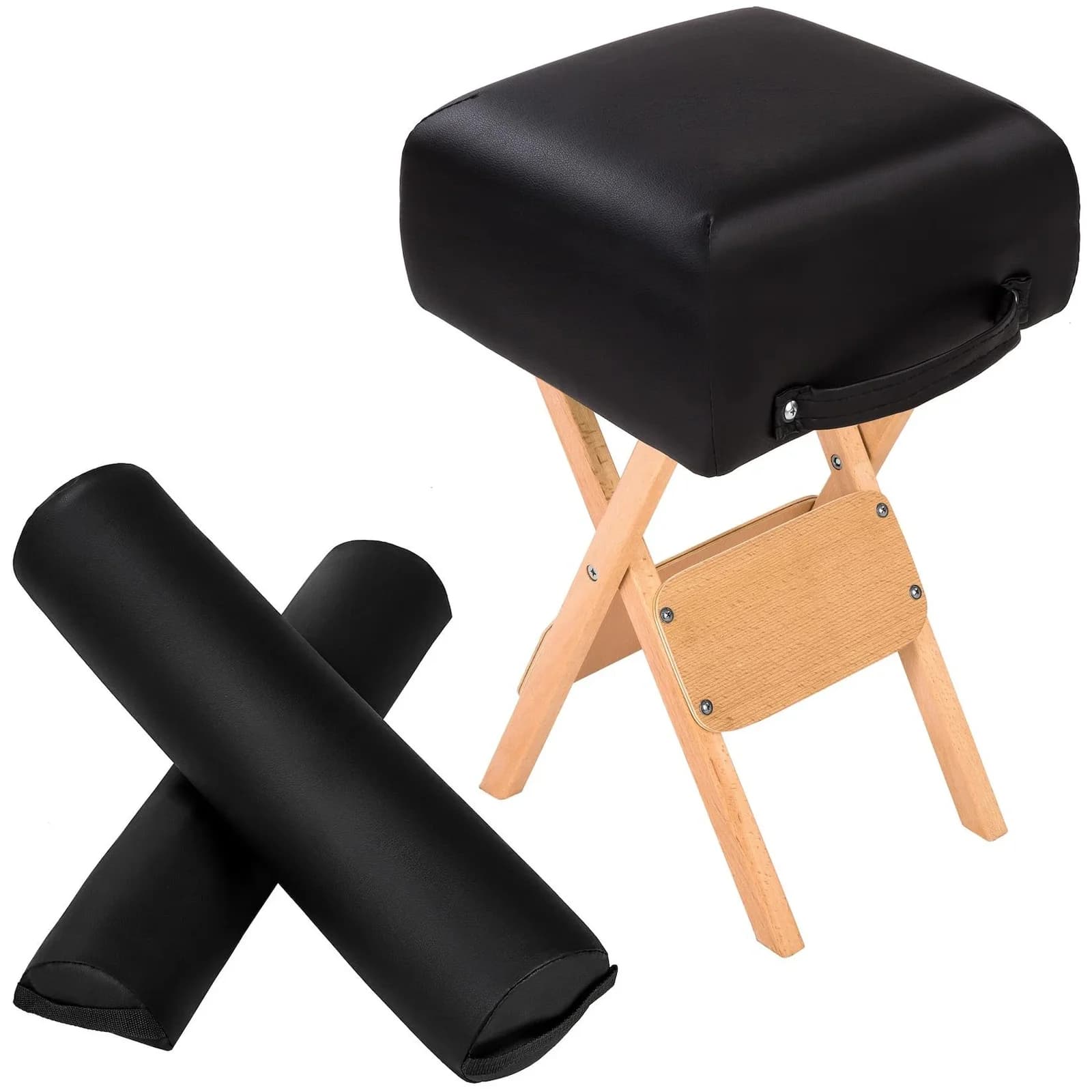TecTake Hocker mit 2 Lagerungsrollen Holz Kunstleder Polsterung