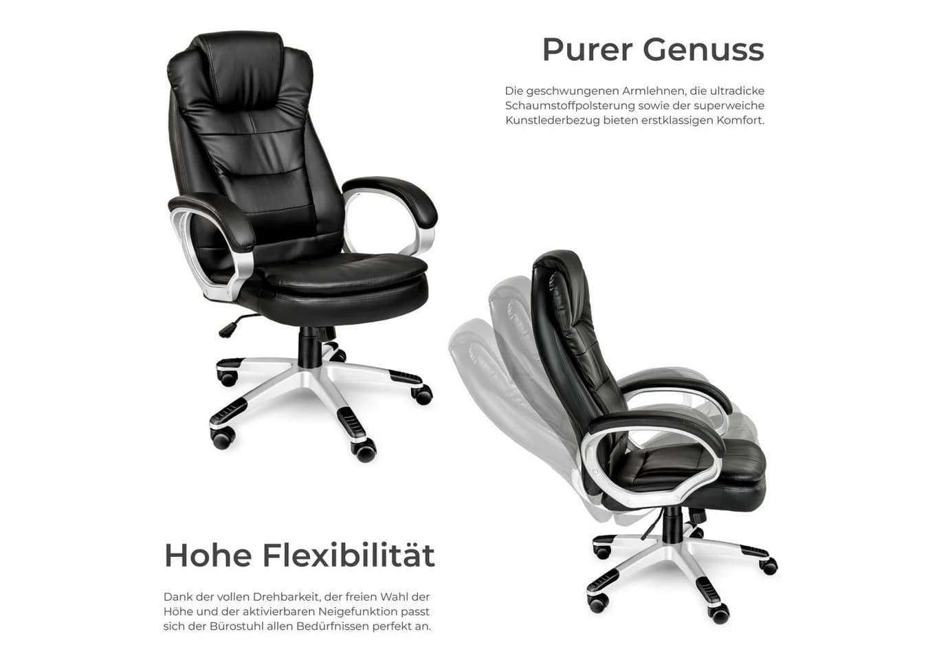 TECTAKE Chefsessel Bürostuhl Schwarz Kunstleder Ergonomisch - Bild 4