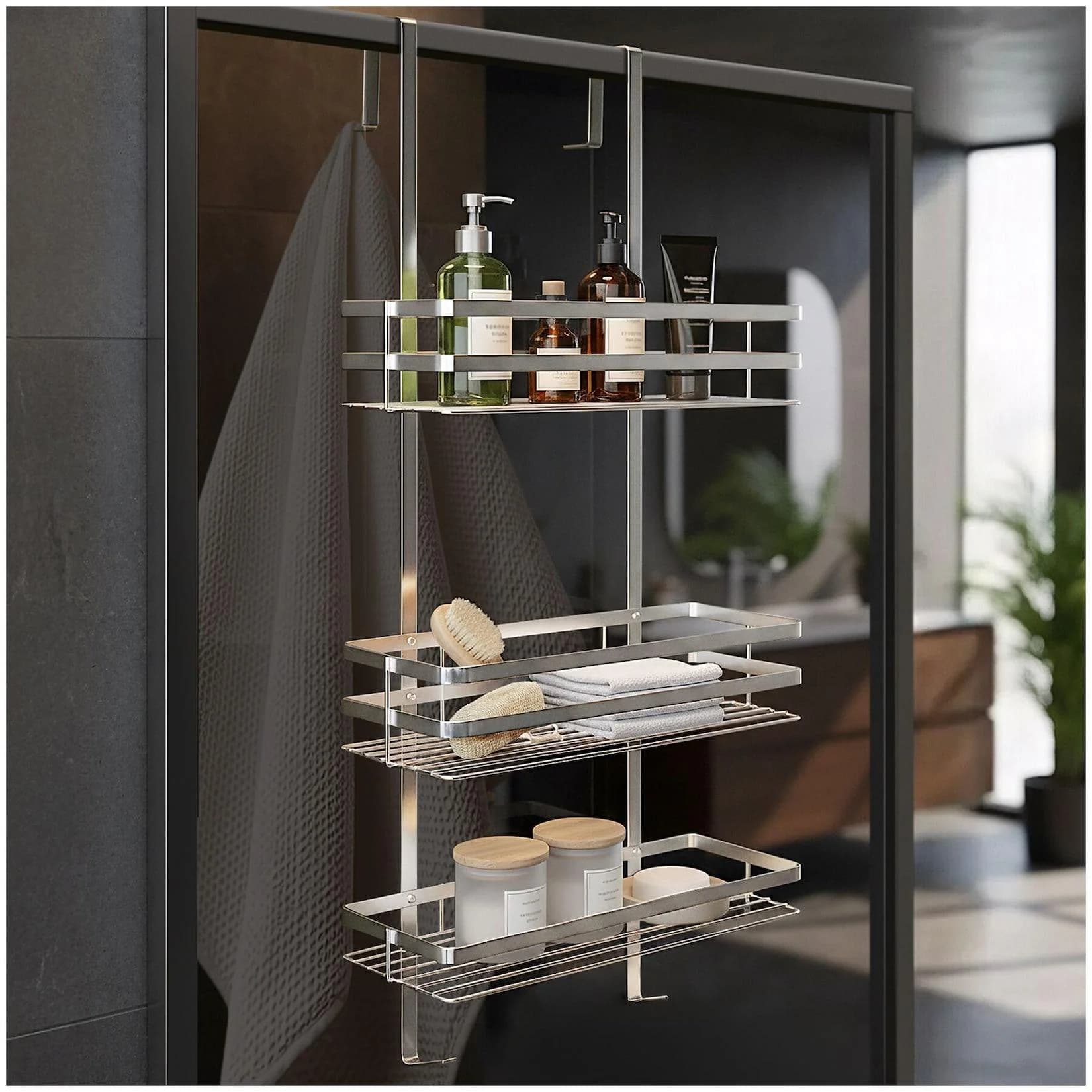 tectake® Duschablage Edelstahl 3 Ablagen
