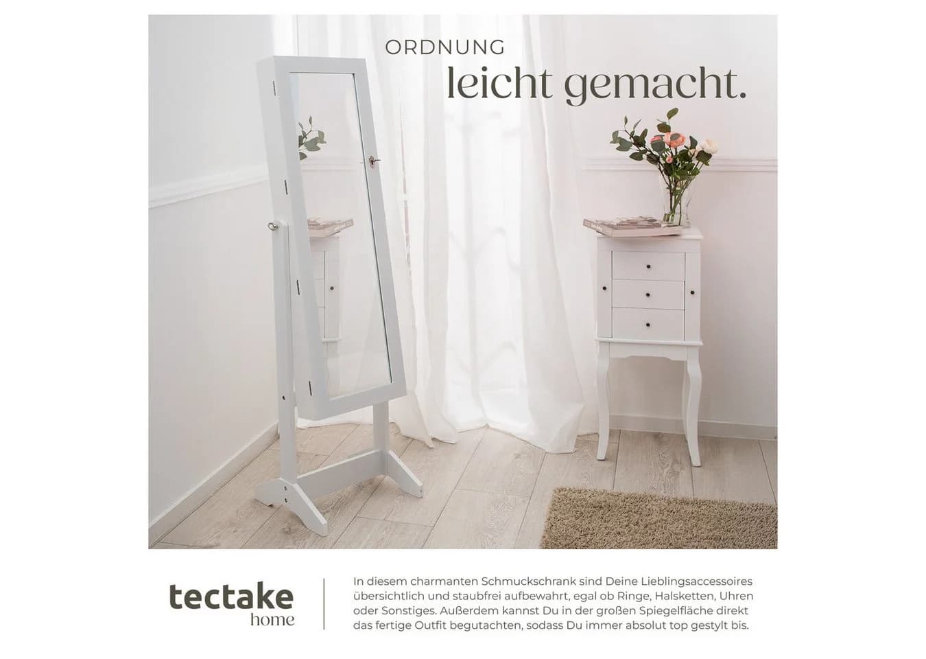 tectake Schmuckschrank mit Ganzkörperspiegel, abschließbar - Bild 4