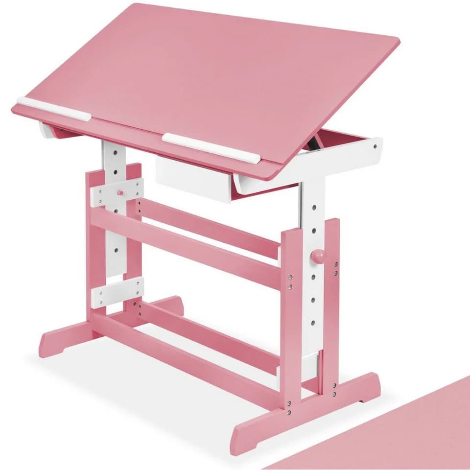 tectake Kinderschreibtisch Rosa Höhenverstellbar mit neigbarer Tischplatte - Bild 3