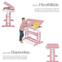 tectake Kinderschreibtisch Rosa Höhenverstellbar mit neigbarer Tischplatte Bild 4