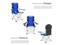 TECTAKE Campingstuhl Blau Gepolstert mit Getränkehalter & Tragetasche Bild 3