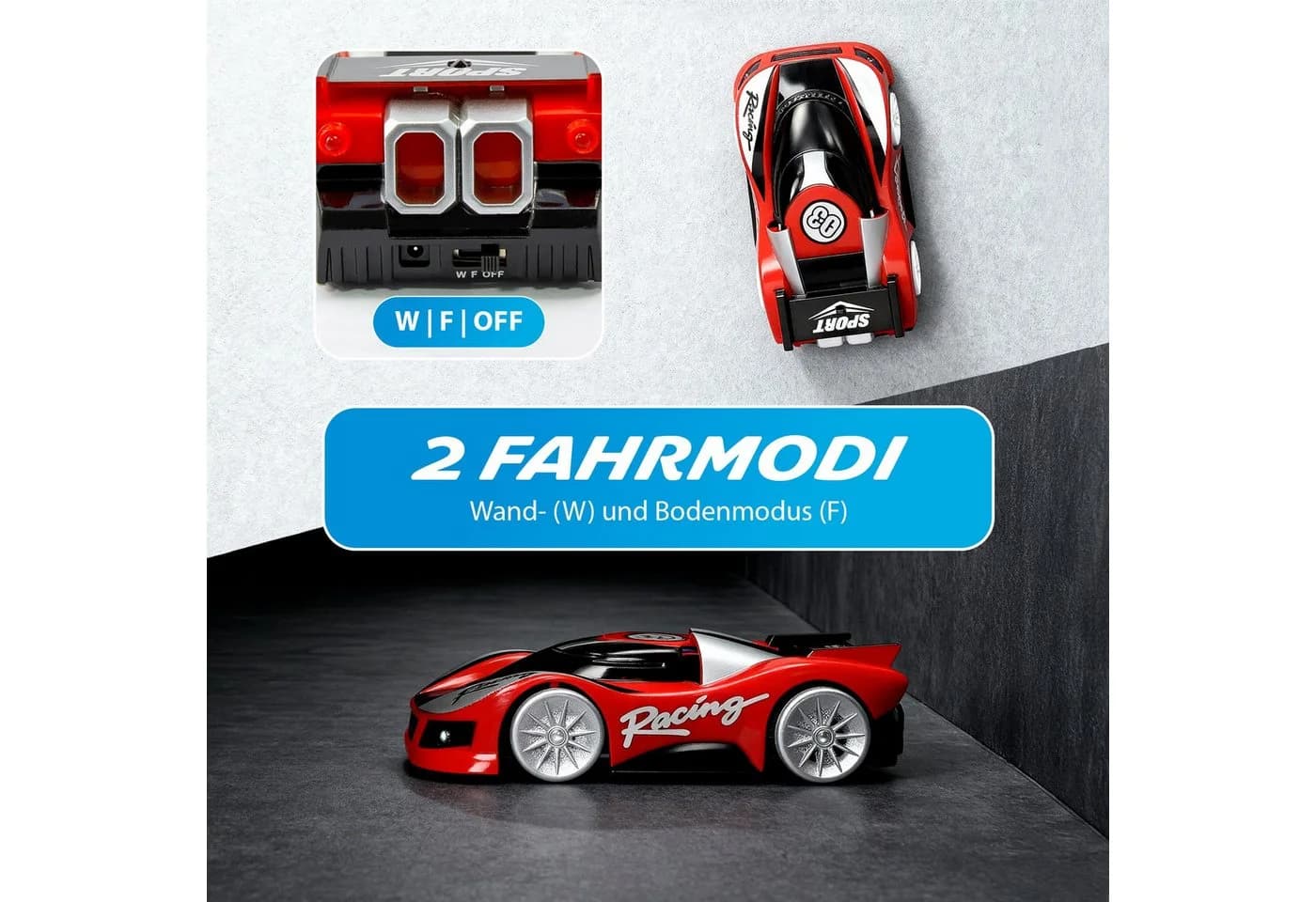 EAXUS RC-Auto Climb Car Ferngesteuertes Wandauto - Blau/Rot