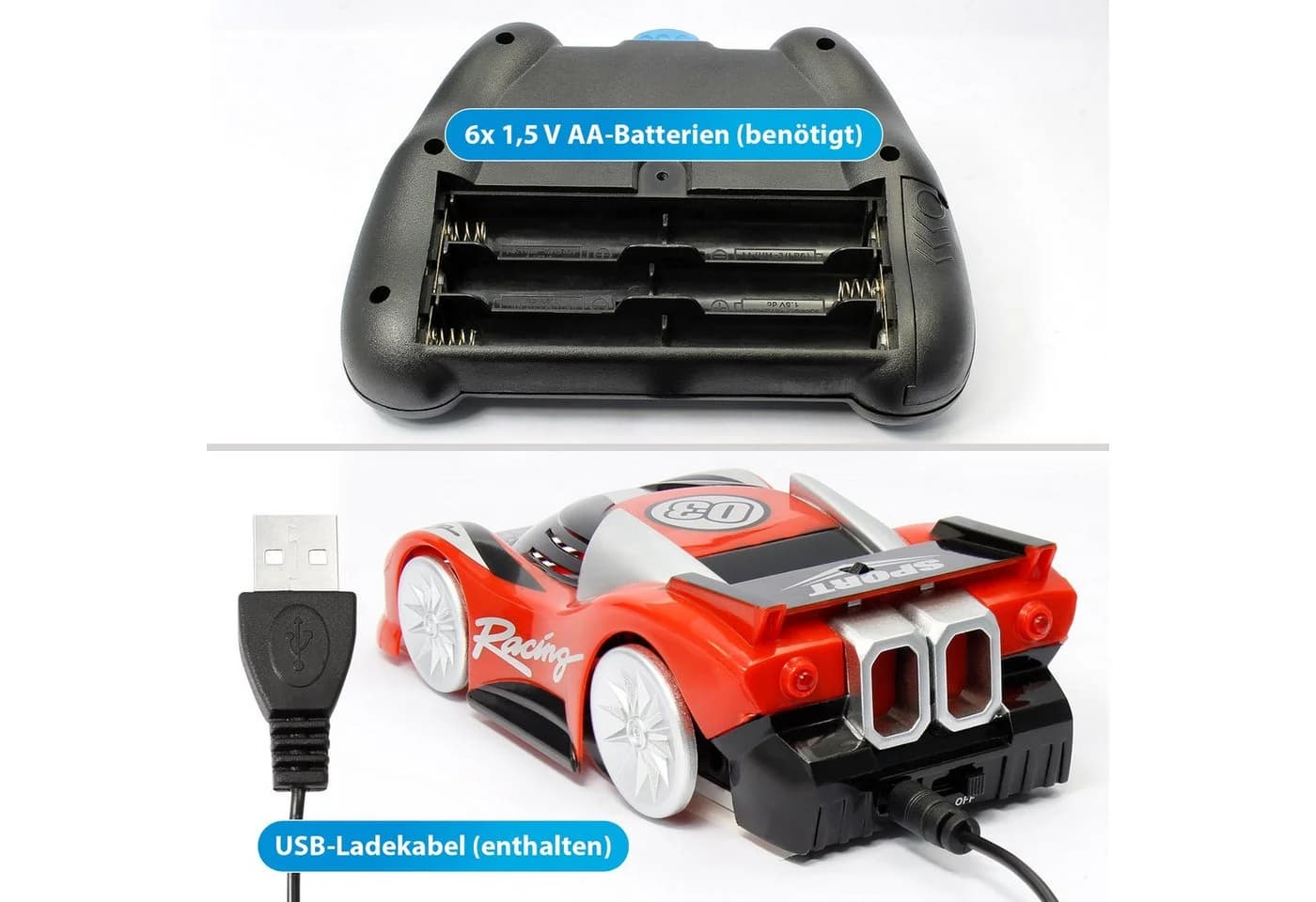 EAXUS RC-Auto Climb Car Ferngesteuertes Wandauto - Blau/Rot - Bild 5