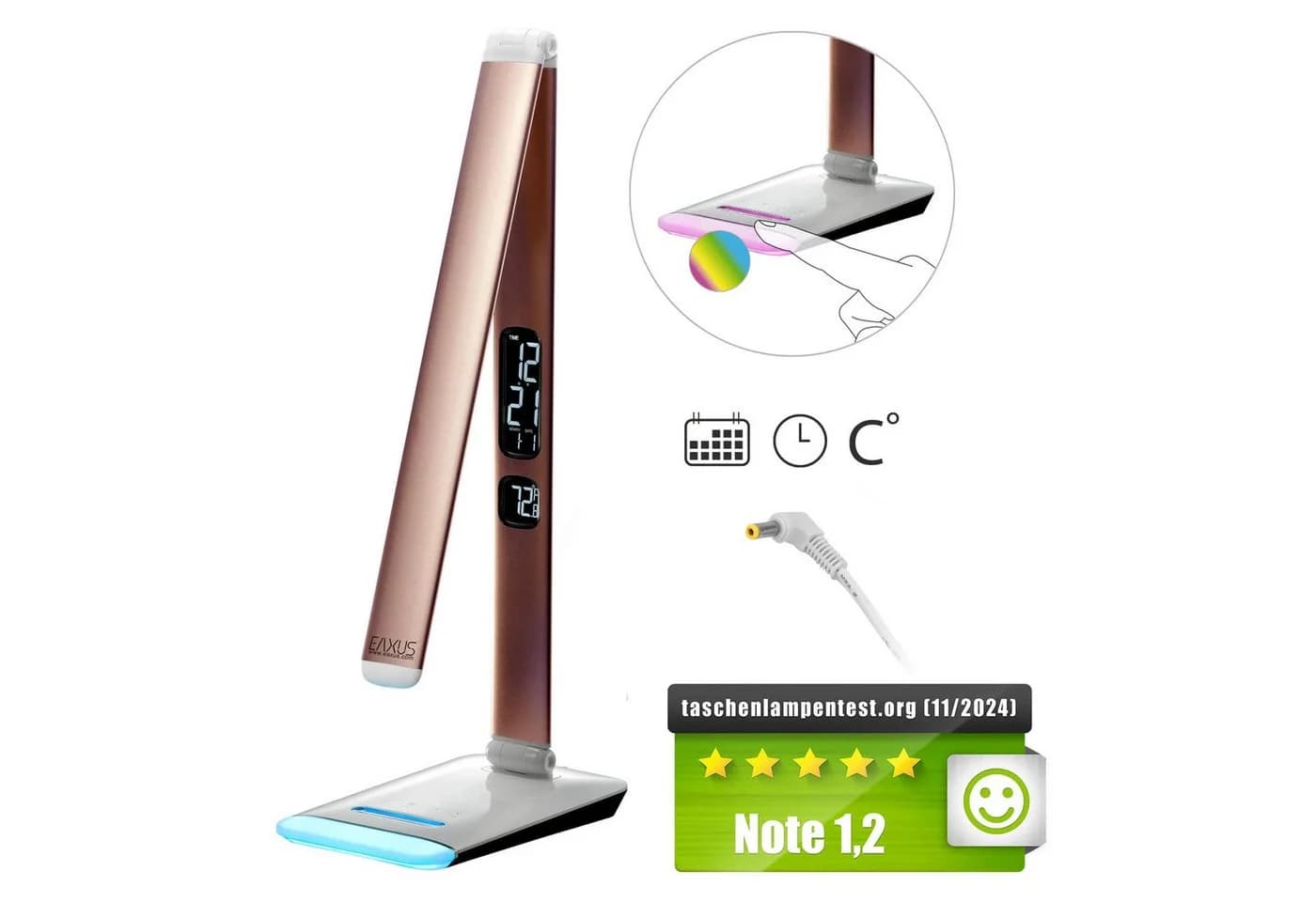 EAXUS LED Schreibtischlampe Tischleuchte RGB-Farbwechsel Dimmfunktion - Bild 2