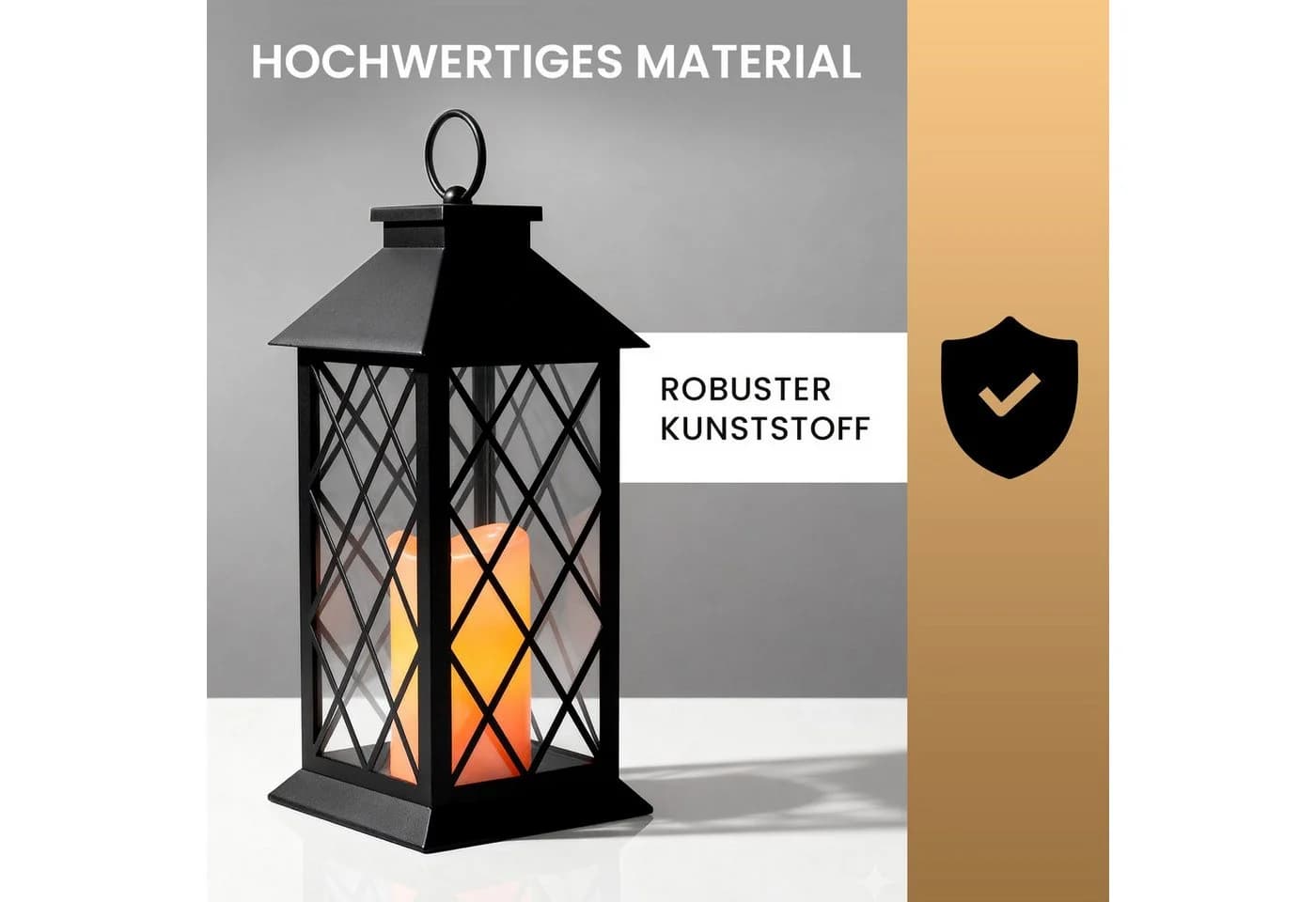 EAXUS LED Laterne Schwarz Vintage mit Flackereffekt