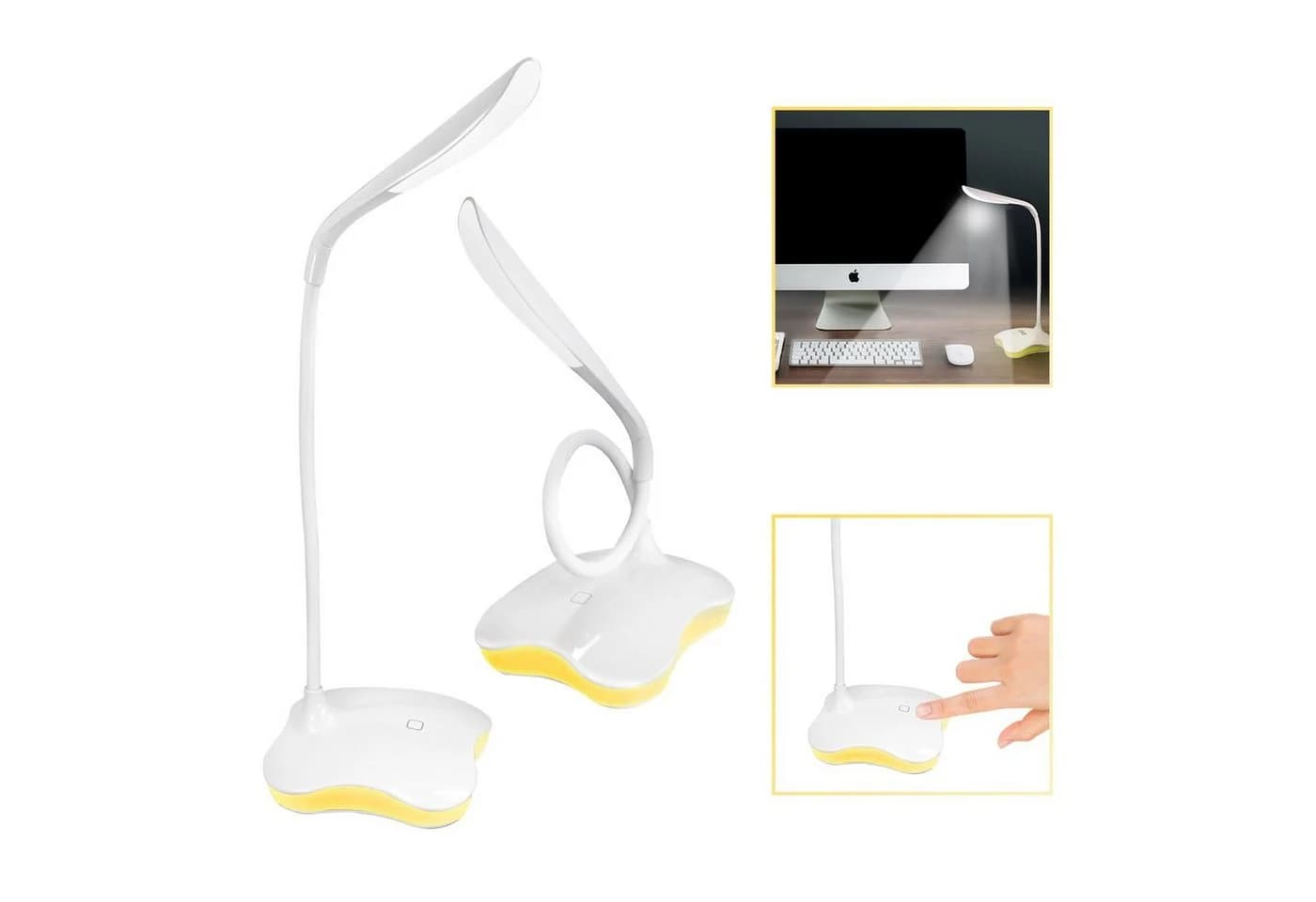 EAXUS LED Schreibtischlampe 2in1 USB Dimmbar Nachtlicht Weiß - Bild 2