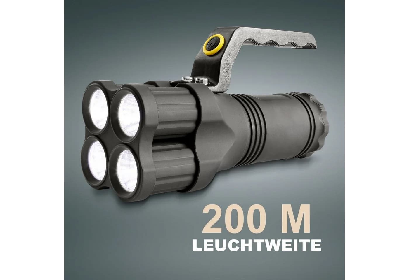 EAXUS LED Taschenlampe Leuchtstarker Handstrahler 200m Reichweite 3 Leuchtmodi Spritzwassergeschützt