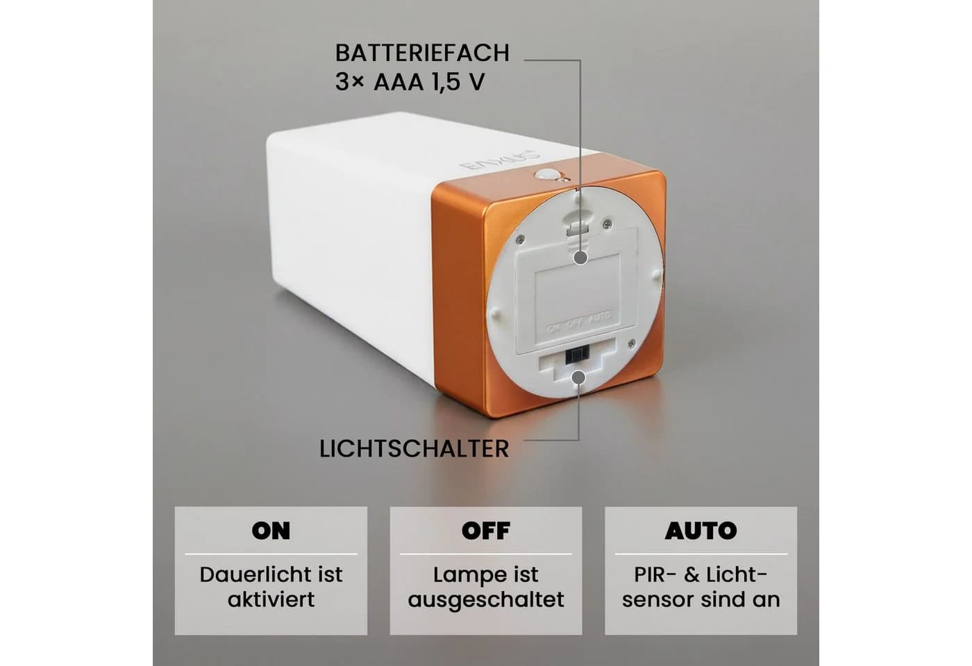 EAXUS LED Tischleuchte Kabellos Kupfer/Bronze mit Bewegungssensor - Bild 4