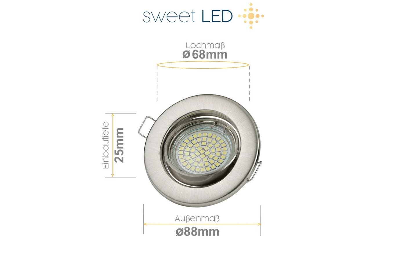 Sweet LED 12er Set Einbaustrahler rund schwenkbar chrom kaltweiß