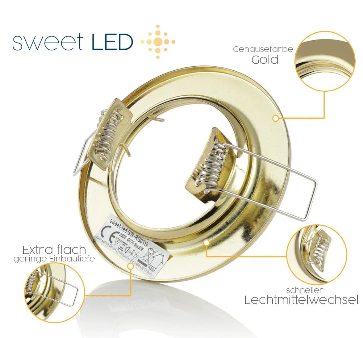 Sweet LED Deckenspot 10er Set GU10 schwenkbar Einbaustrahler Gold - Bild 4