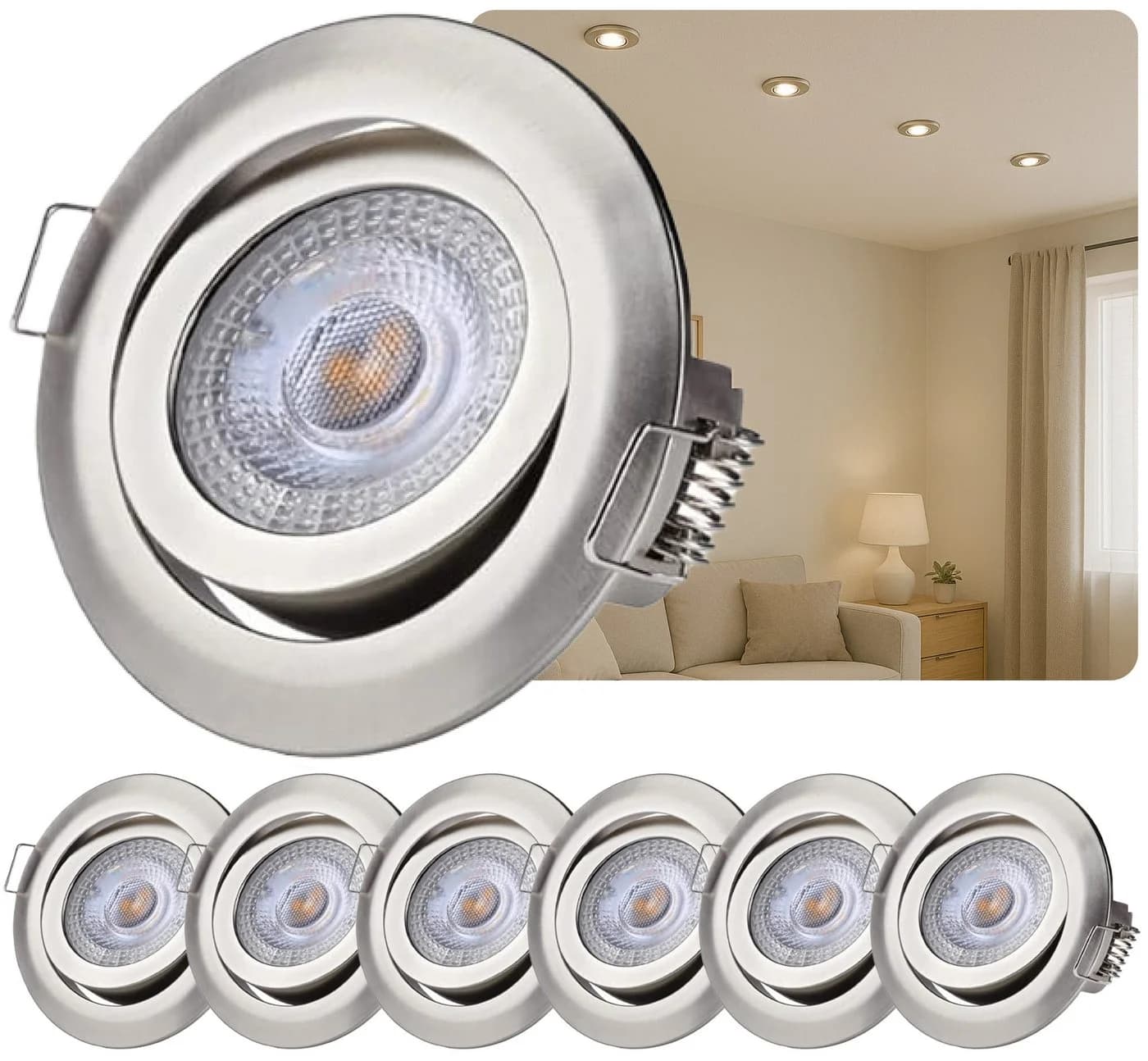 Sweet LED Einbaustrahler 6er Set 5W Chrom 3-Stufen dimmbar - Bild 2
