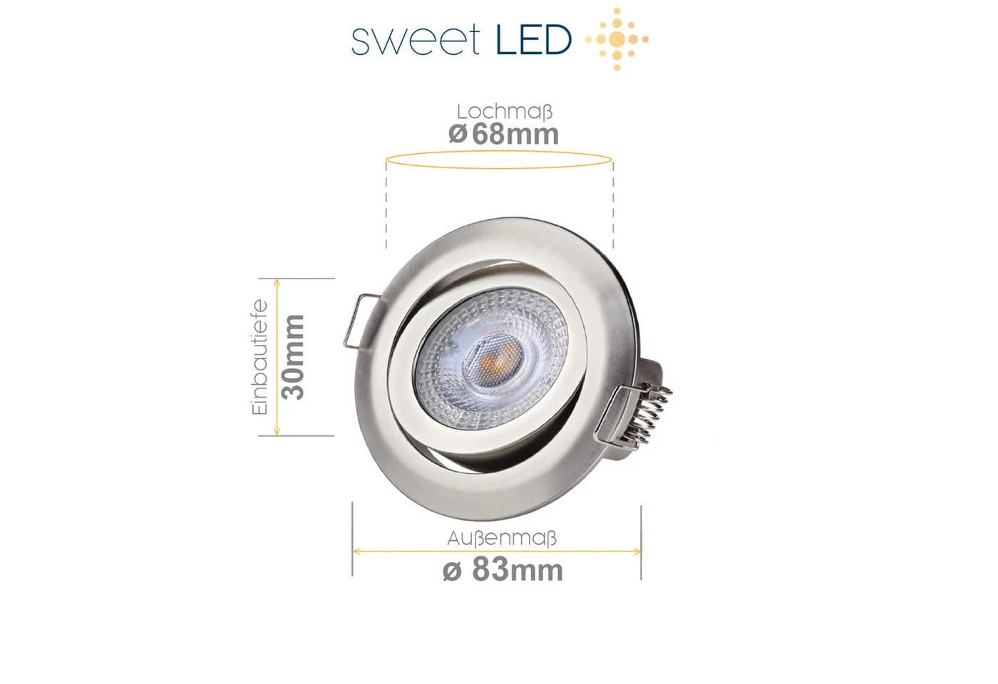 Sweet LED Einbaustrahler 6er Set 5W Chrom 3-Stufen dimmbar - Bild 3