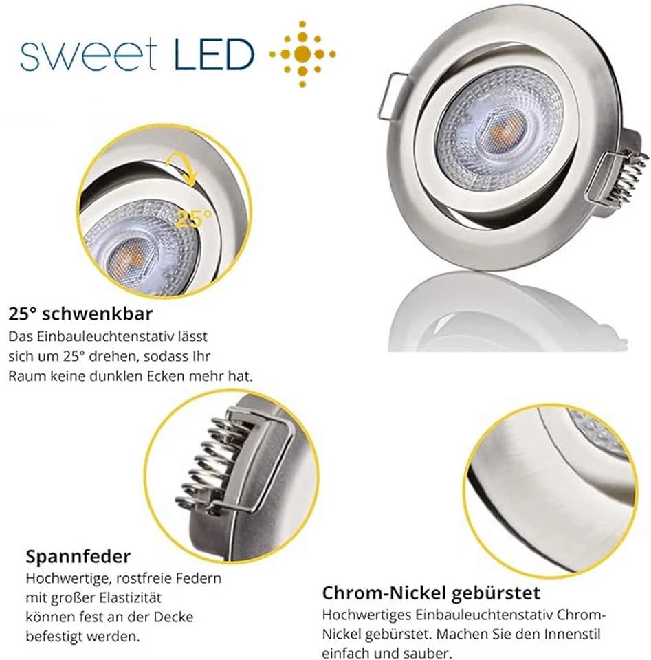 Sweet LED Einbaustrahler 6er Set 5W Chrom 3-Stufen dimmbar - Bild 4