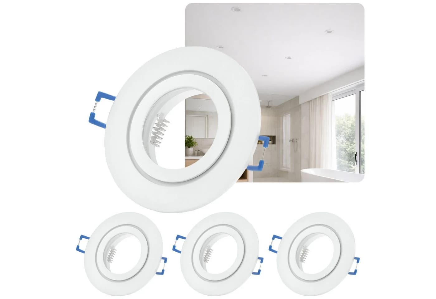 Sweet LED Deckenspot 4er Set IP44 Einbaustrahler GU10 Aluminium weiß matt - Bild 2