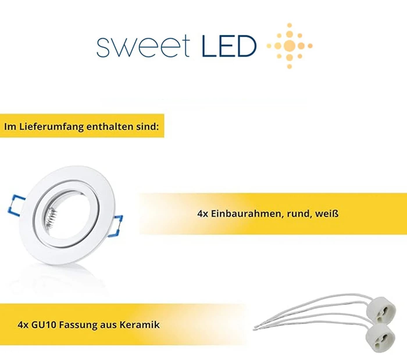 Sweet LED Deckenspot 4er Set IP44 Einbaustrahler GU10 Aluminium weiß matt - Bild 4
