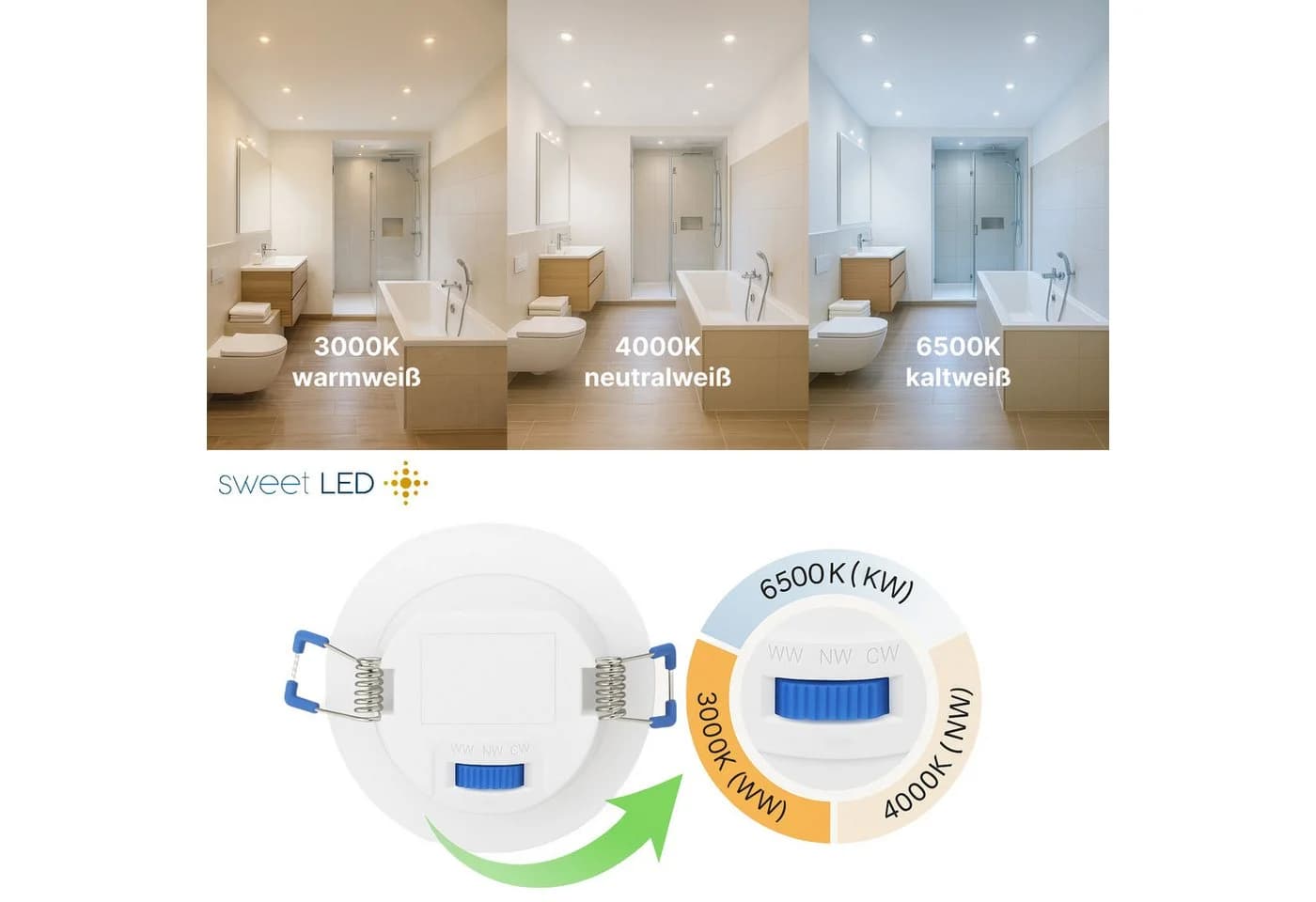 Sweet LED Einbaustrahler CCT IP44 6,5W weiß - Bild 4