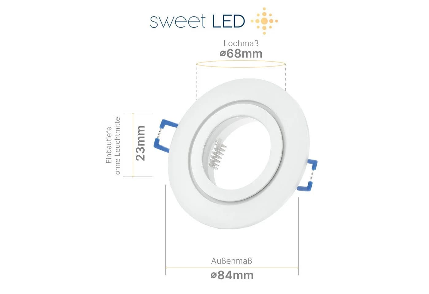 Sweet LED Einbaustrahler 6er Set IP44 GU10 7W 3000K Weiß Matt