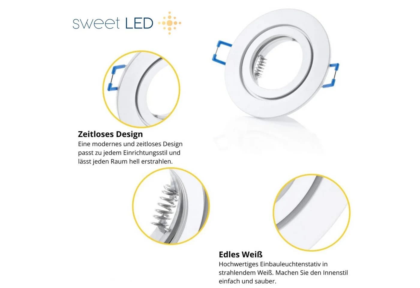 Sweet LED Einbaustrahler 6er Set IP44 GU10 7W 3000K Weiß Matt - Bild 3