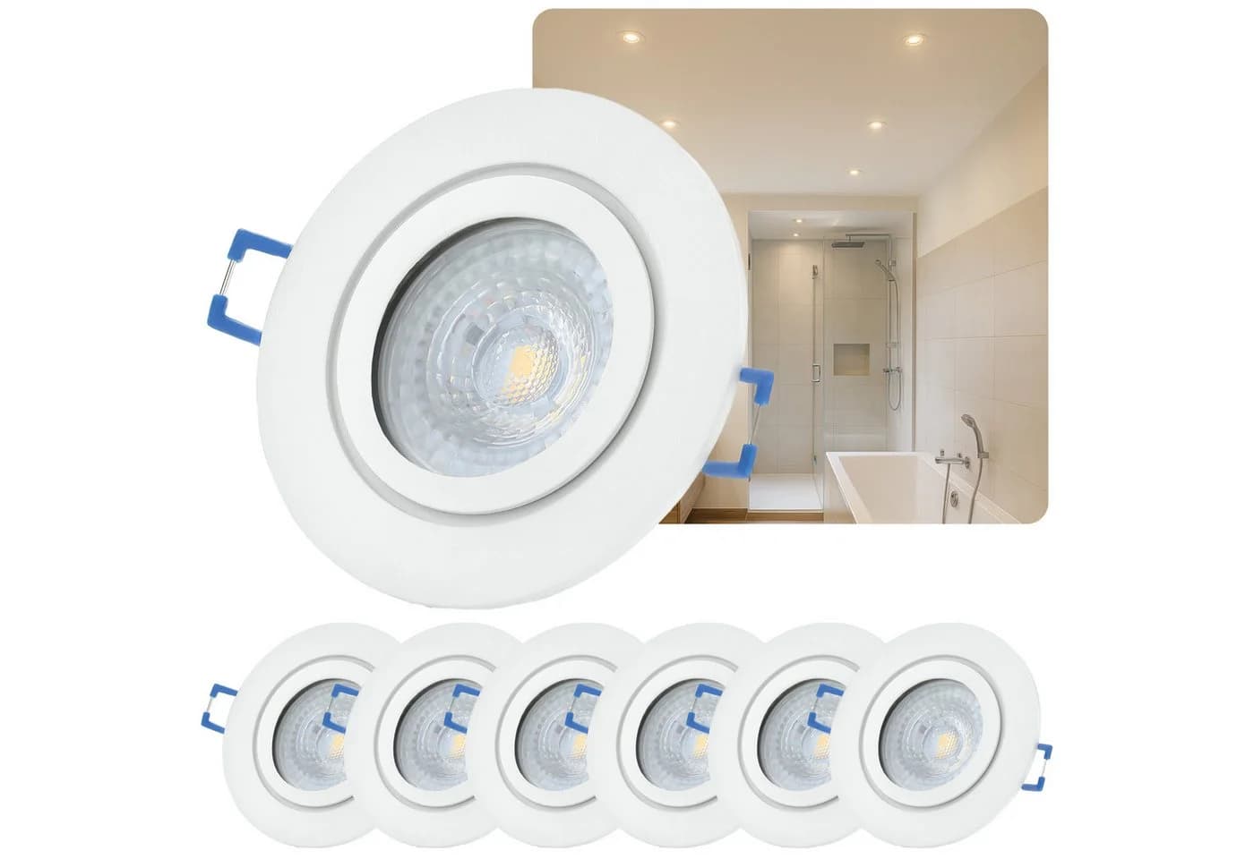 Sweet LED Einbaustrahler 6er Set IP44 GU10 7W 3000K Weiß Matt - Bild 5