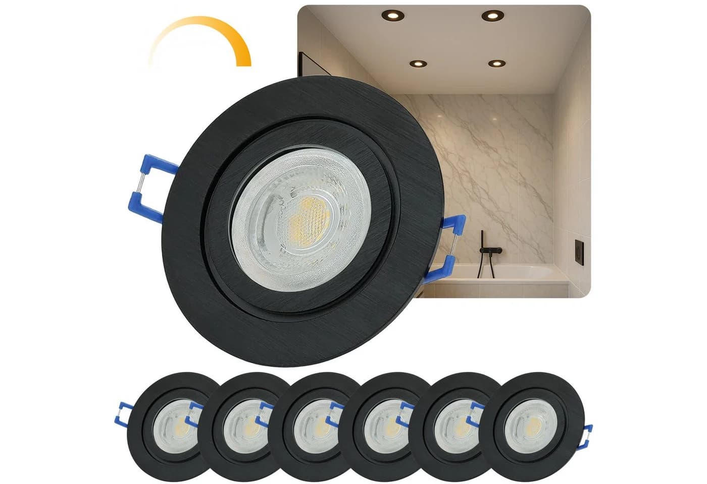 Sweet LED Einbaustrahler 6er Set IP44 Schwarz GU10 LED - Bild 2