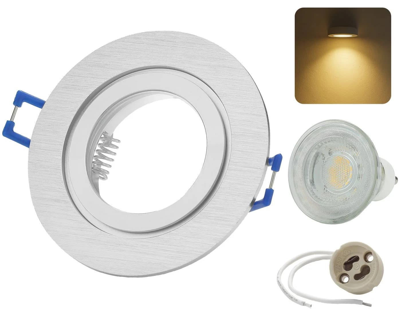 Sweet LED Einbaustrahler 6er Set IP44 Bad Aluminium GU10 7W 3000K