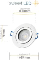 Sweet LED Einbaustrahler 6er Set IP44 Bad Aluminium GU10 7W 3000K Bild 3
