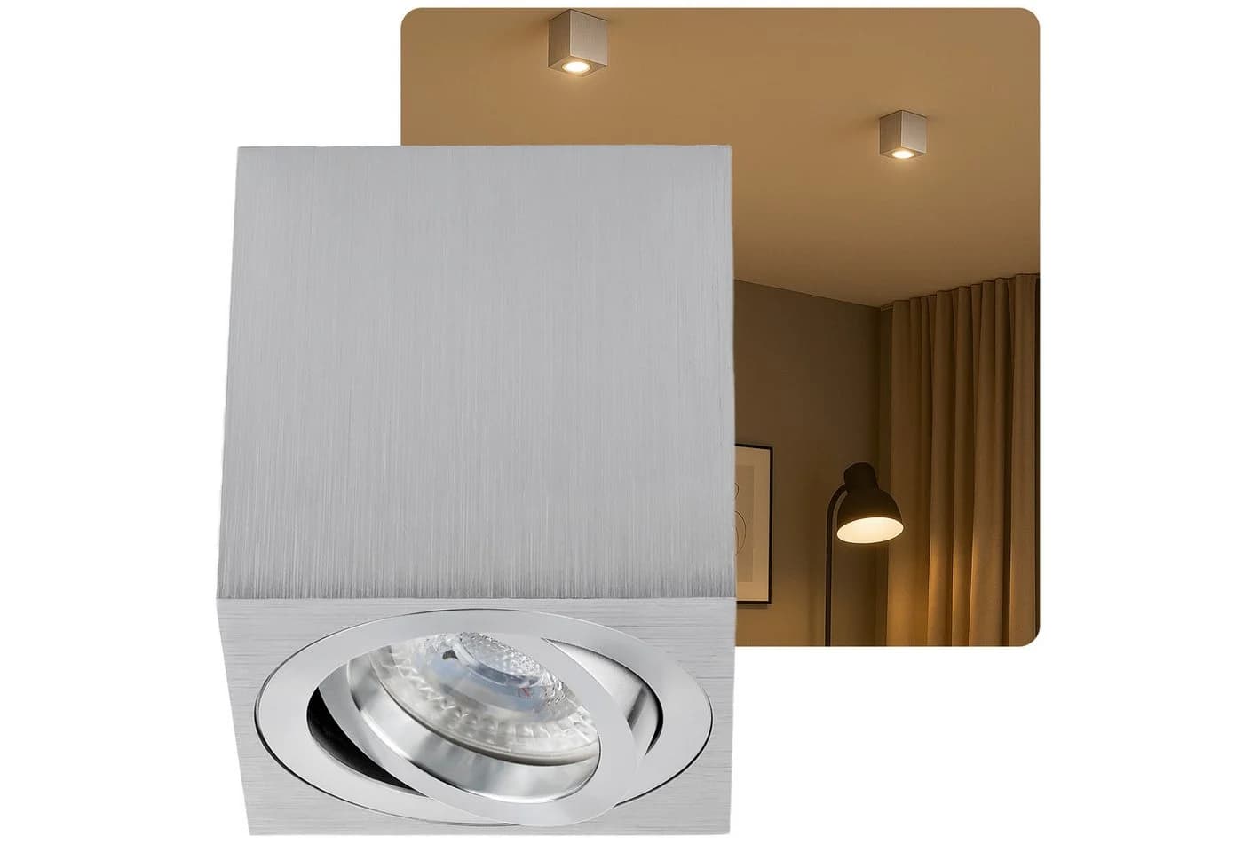 Sweet LED Deckenspott GU10 Aluminium Quadratisch Schwenkbar Warmweiß - Bild 2