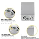 Sweet LED Deckenspott GU10 Aluminium Quadratisch Schwenkbar Warmweiß Bild 3