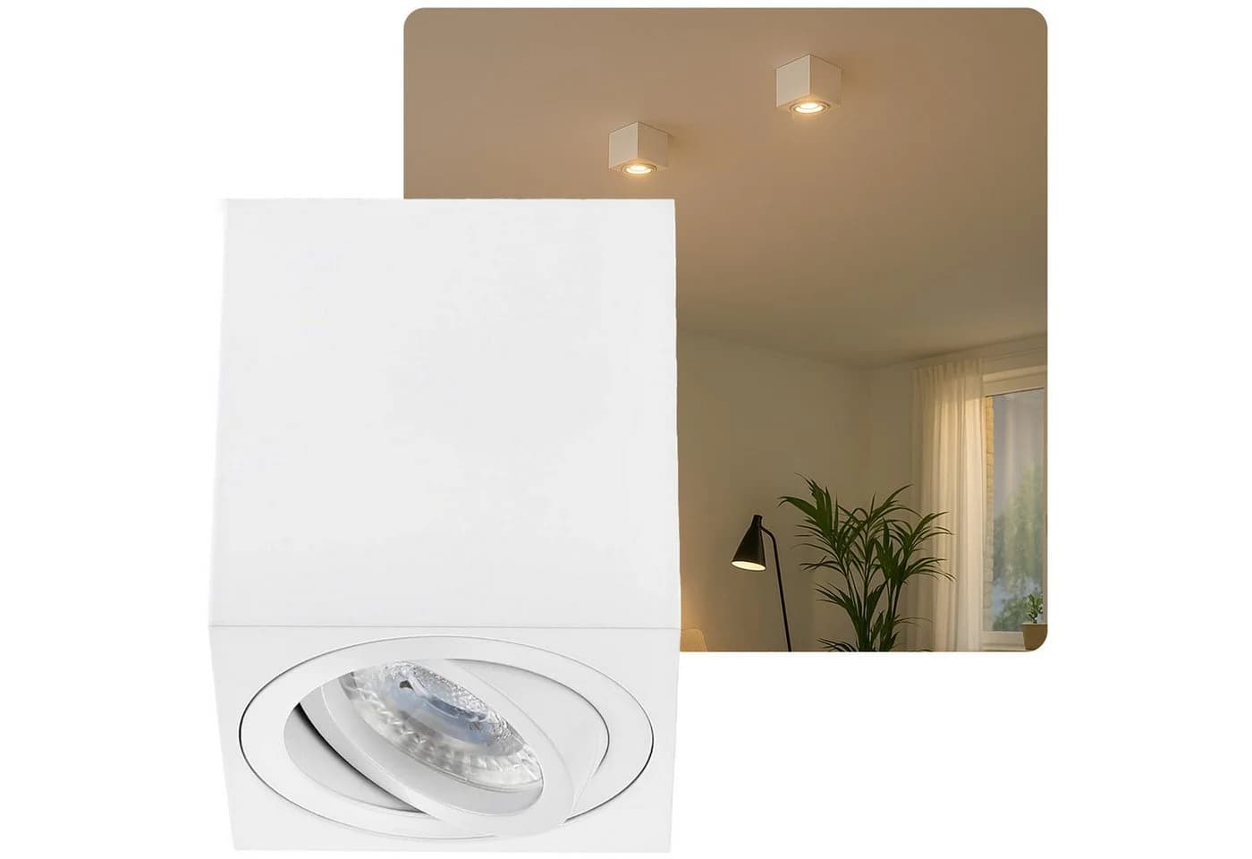 Sweet LED Deckenspots GU10 Aluminium Aufbauspot eckig 7W schwenkbar Warmweiß - Bild 2