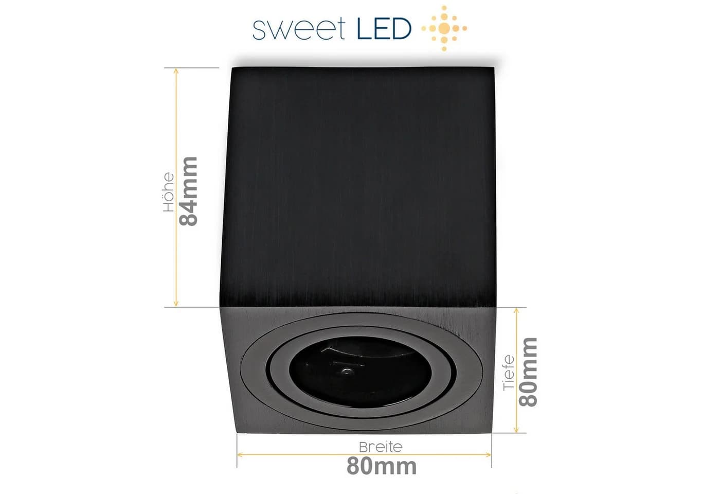 Sweet LED LED Deckenspot GU10 Aluminium Aufbauspot eckig 7W schwenkbar 230V Warmweiß
