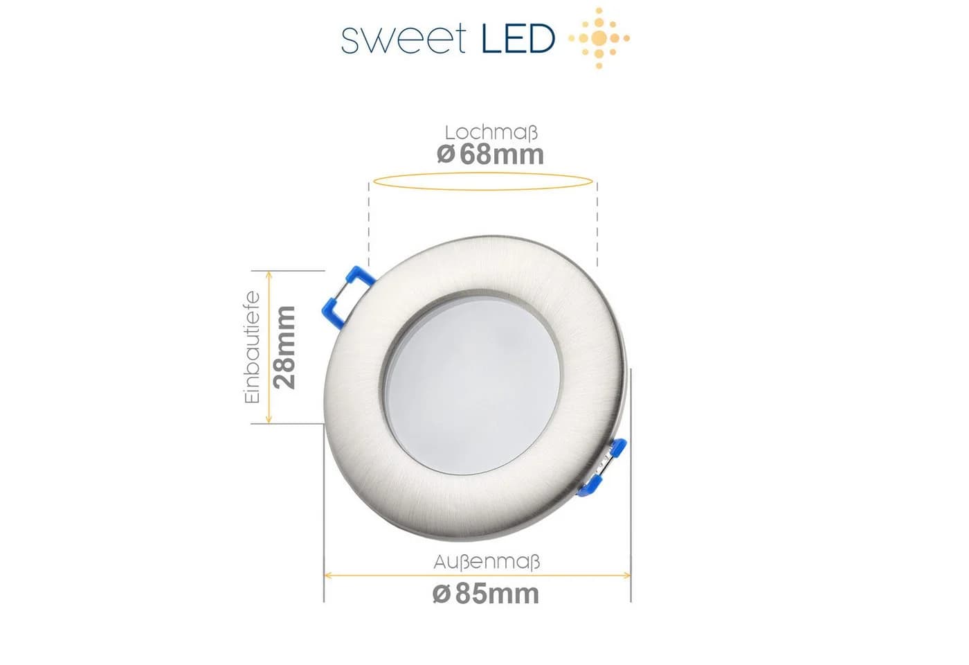 Sweet LED Einbaustrahler 5er Set IP44 dimmbar Chrom 3000K warmweiß - Bild 1