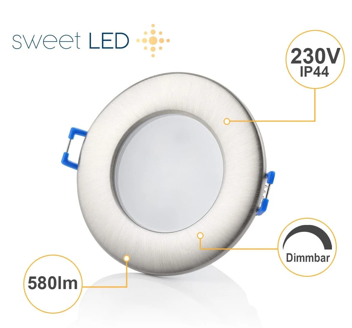 Sweet LED Einbaustrahler 5er Set IP44 dimmbar Chrom 3000K warmweiß - Bild 3