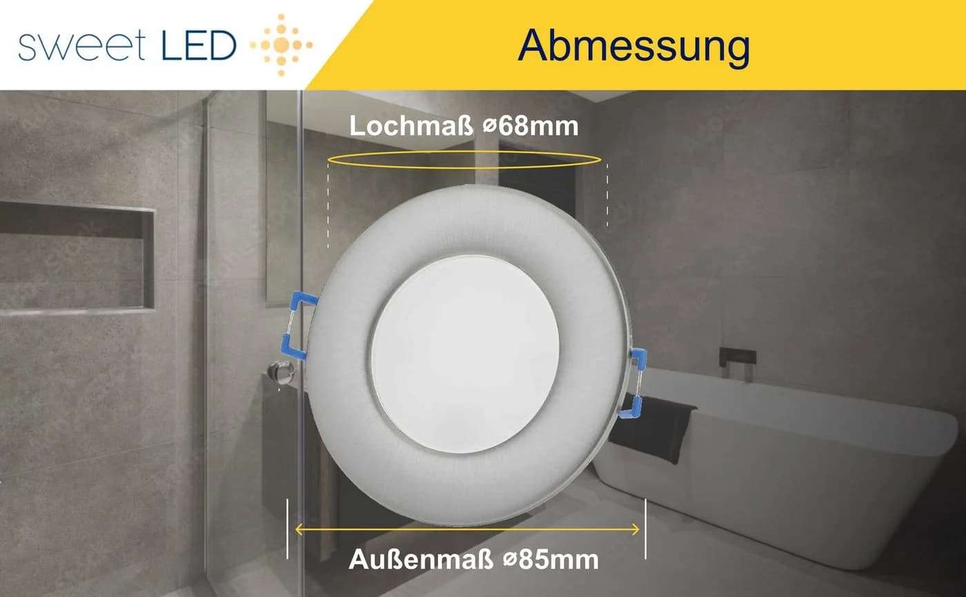 Sweet LED Einbaustrahler 5er Set IP44 dimmbar Chrom 3000K warmweiß - Bild 4