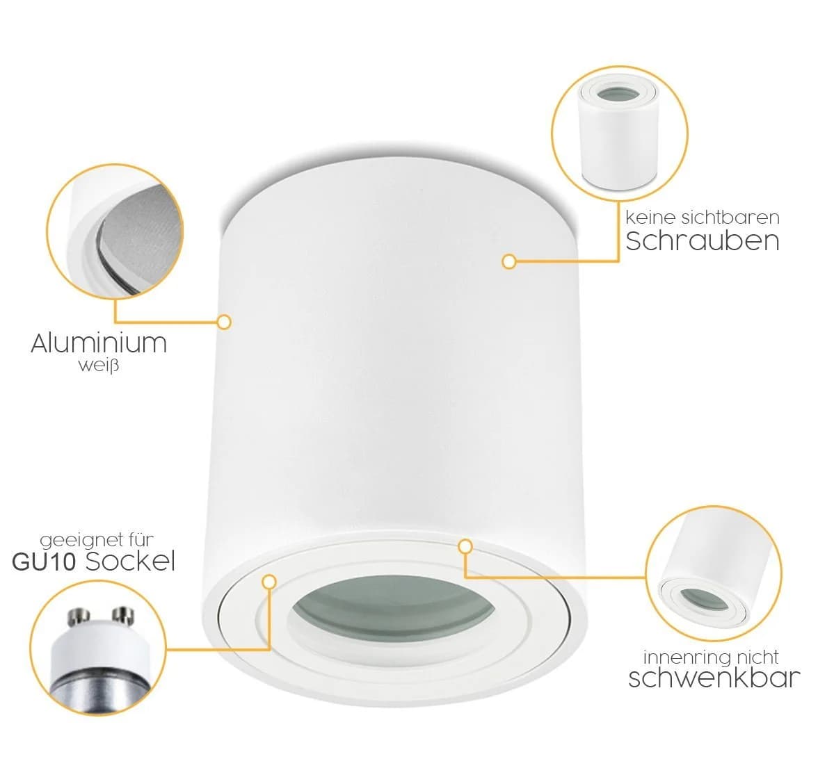 Sweet LED Aufbaustrahler LED GU10 rund weiß matt IP44 - Bild 3
