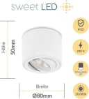 Sweet LED Aufbaustrahler 5W rund weiß-matt Aluminium schwenkbar Bild 1