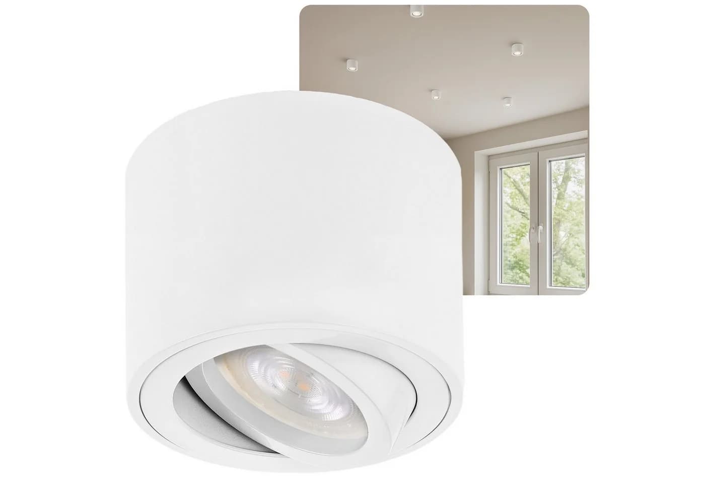 Sweet LED Aufbaustrahler 5W rund weiß-matt Aluminium schwenkbar - Bild 2
