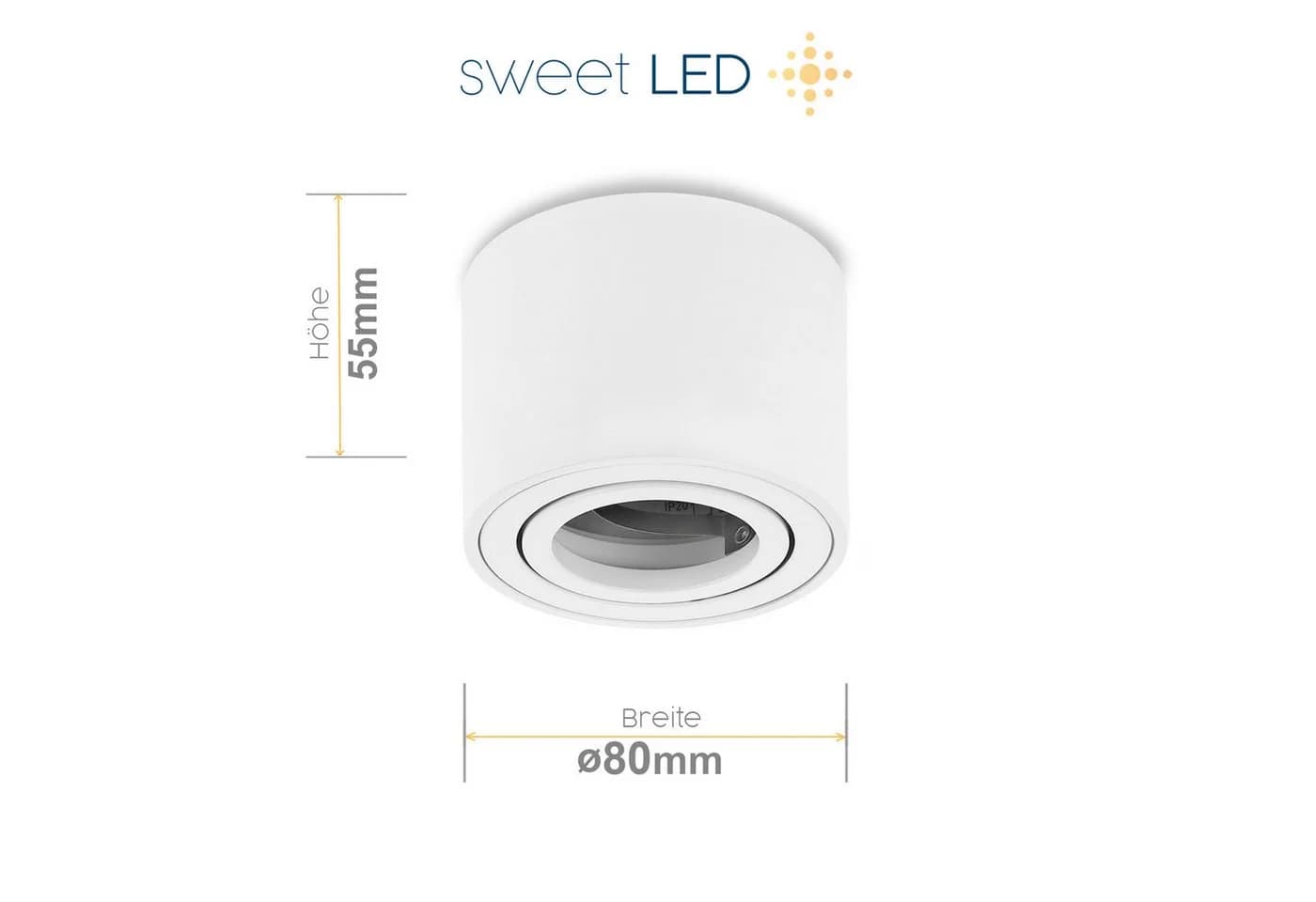 Sweet LED Aufbaustrahler 5W rund weiß-matt Aluminium schwenkbar - Bild 5